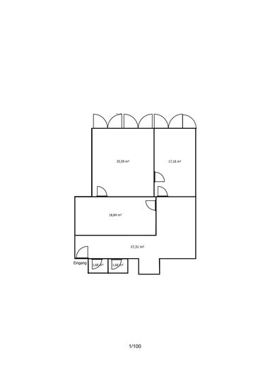 82,28 qm Büro oder Praxis, 1.OG, 3 Räume, behindertengerecht, günstig